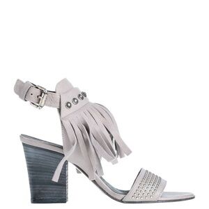 Italian Stylish Gray Fringe Women's Leather Sandals